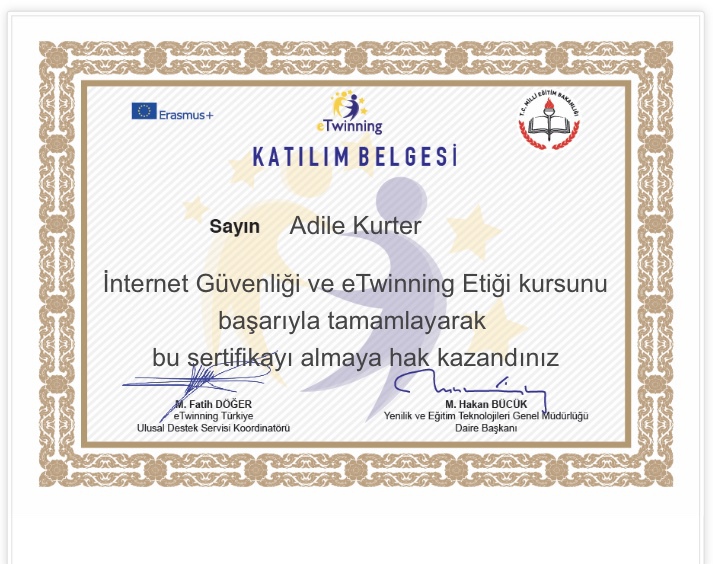 GÜVENLİ İNTERNET VE eTWİNNİNG ETİĞİ KURSU SERTİFİKALARIMIZ by Fadime Yılmaz - Illustrated by AZ ATTIK DOĞAYA KATTIK PROJE EKİBİ - Ourboox.com
