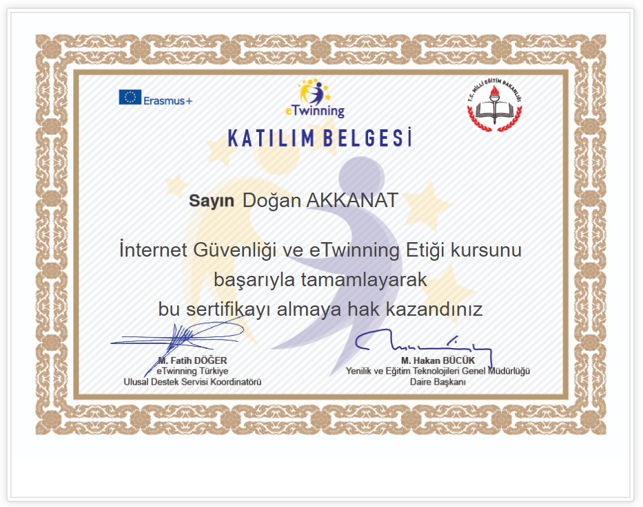 GÜVENLİ İNTERNET VE eTWİNNİNG ETİĞİ KURSU SERTİFİKALARIMIZ by Fadime Yılmaz - Illustrated by AZ ATTIK DOĞAYA KATTIK PROJE EKİBİ - Ourboox.com