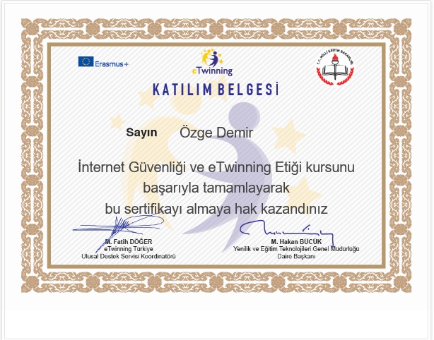 GÜVENLİ İNTERNET VE eTWİNNİNG ETİĞİ KURSU SERTİFİKALARIMIZ by Fadime Yılmaz - Illustrated by AZ ATTIK DOĞAYA KATTIK PROJE EKİBİ - Ourboox.com