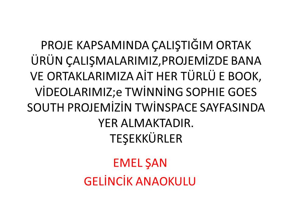 EMEL ŞAN SOPHIE GOES SOUTH PROJESİ FAALİYETLERİ by Emel san - Ourboox.com