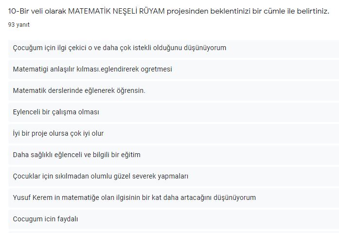 E-TWİNNİNG MATEMATİK NEŞELİ RÜYAM PROJE ÖNCESİ VELİ DEĞERLENDİRME ANKETİ by Matematik Neşeli Rüyam - Ourboox.com