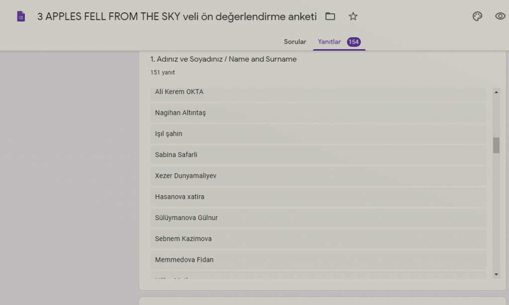 Three Apples Fell From The Sky Project Parent Pre-Evaluation Survey Result Analysis by nimetayper - Ourboox.com