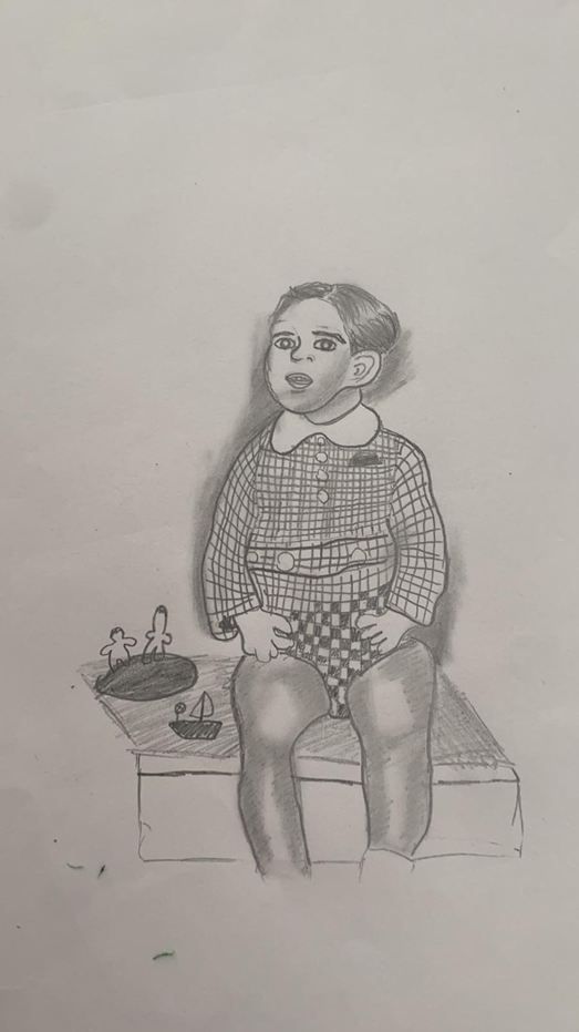 סיפורי עליות ז2 by tsavia b - Illustrated by ציור של שוהם גולדשטיין,ציירה את סבא שלה מתוך תמונת ילדות - Ourboox.com