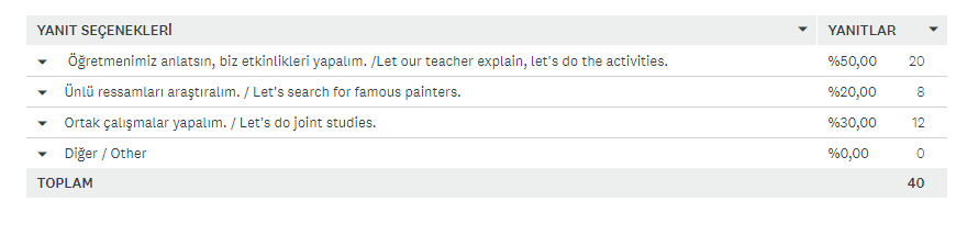 Bir Sanatçı Doğuyor Projesi Öğrenci Ön Anketi Analiz Sonuçları by Ayşe ERKAYA - Ourboox.com