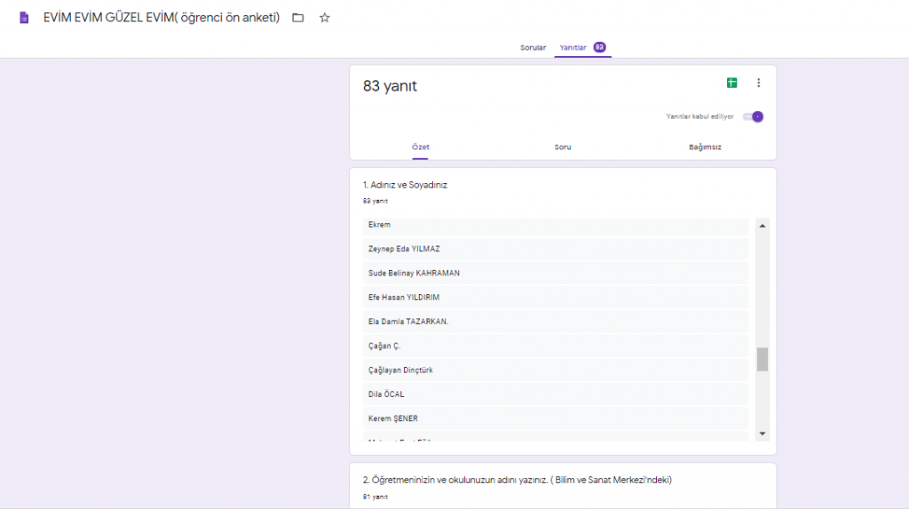 EVİM EVİM GÜZEL EVİM PROJESİ ÖĞRENCİ ÖN DEĞERLENDİRME ANKETİ by nimetayper - Ourboox.com