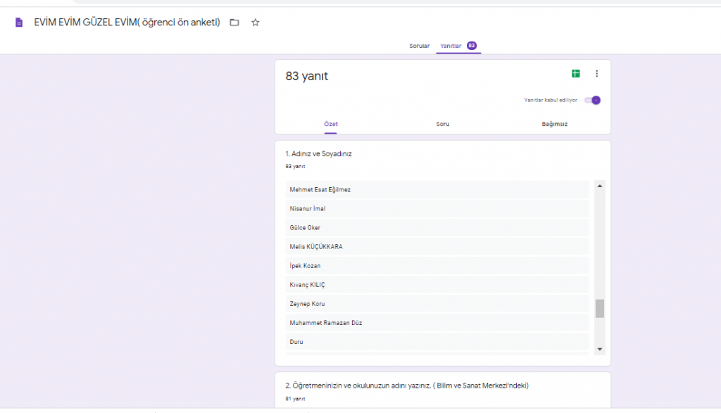 EVİM EVİM GÜZEL EVİM PROJESİ ÖĞRENCİ ÖN DEĞERLENDİRME ANKETİ by nimetayper - Ourboox.com