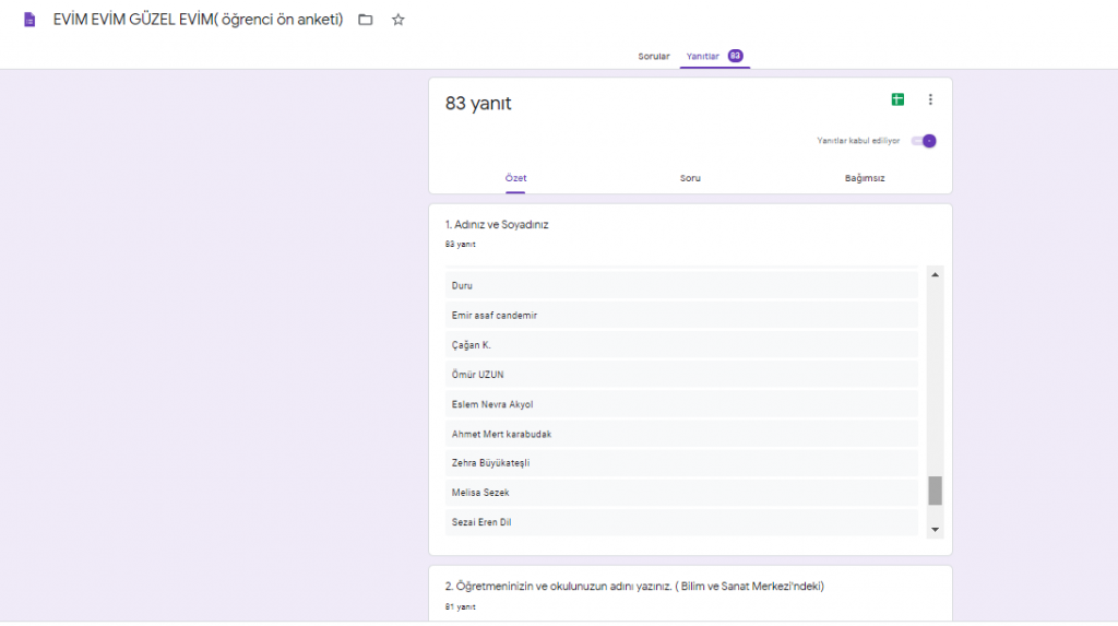 EVİM EVİM GÜZEL EVİM PROJESİ ÖĞRENCİ ÖN DEĞERLENDİRME ANKETİ by nimetayper - Ourboox.com
