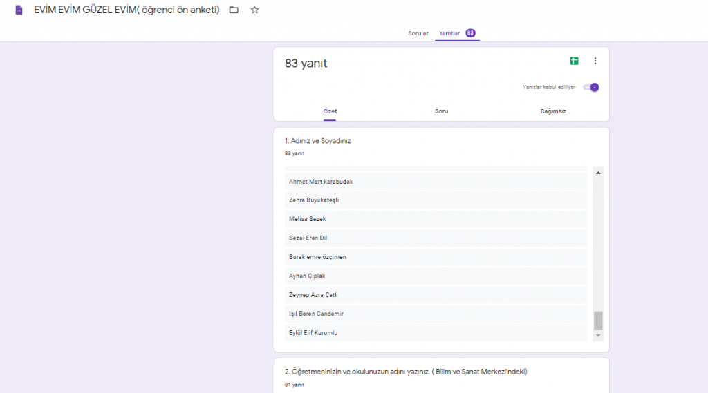 EVİM EVİM GÜZEL EVİM PROJESİ ÖĞRENCİ ÖN DEĞERLENDİRME ANKETİ by nimetayper - Ourboox.com