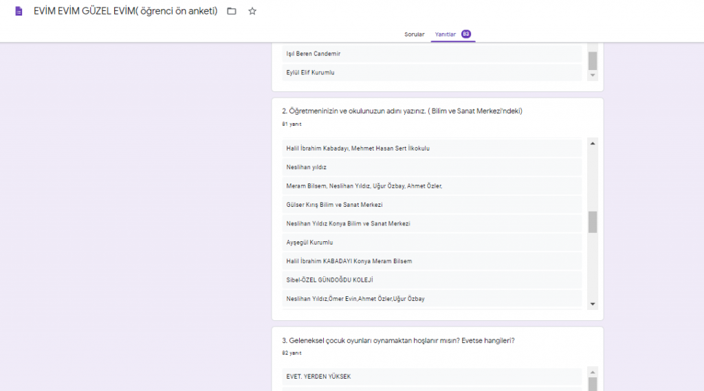 EVİM EVİM GÜZEL EVİM PROJESİ ÖĞRENCİ ÖN DEĞERLENDİRME ANKETİ by nimetayper - Ourboox.com