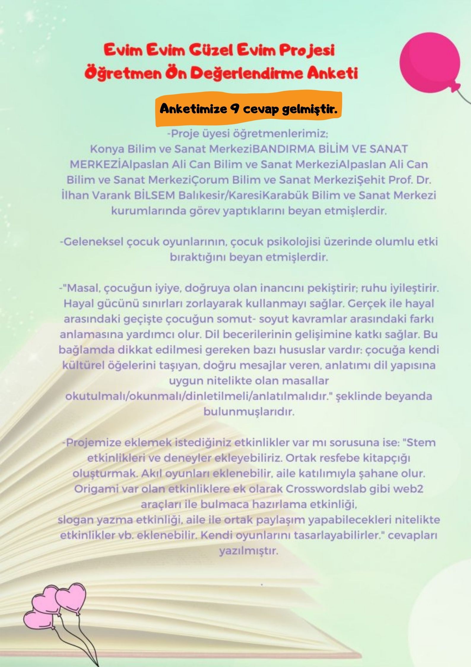 EVİM EVİM GÜZEL EVİM PROJESİ ÖĞRETMEN ÖN DEĞERLENDİRME ANKETİ by nimetayper - Ourboox.com