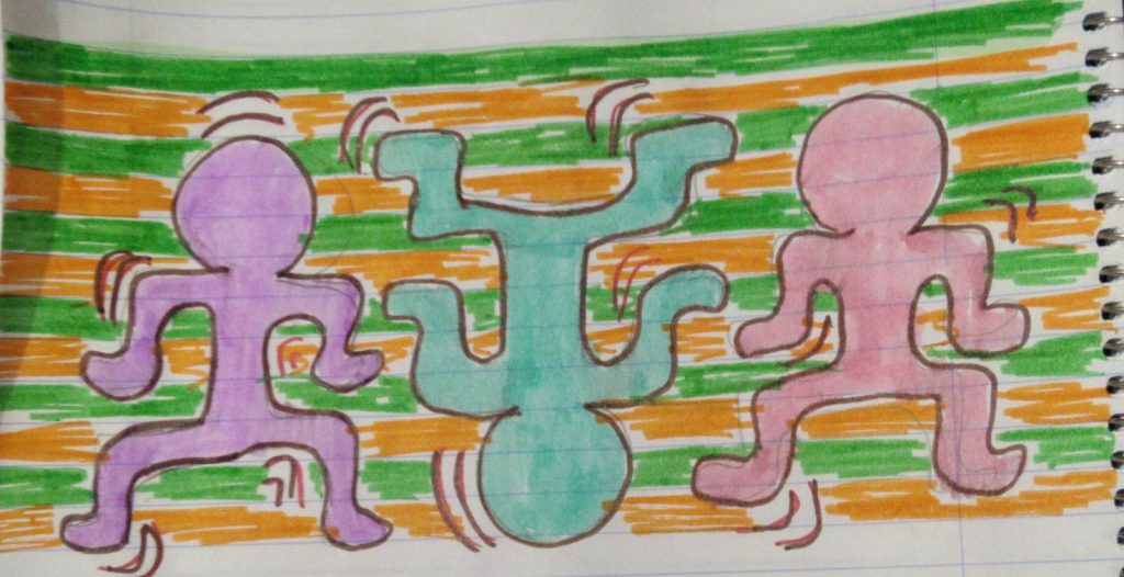 איור של דמות בהשראת קית הרינג