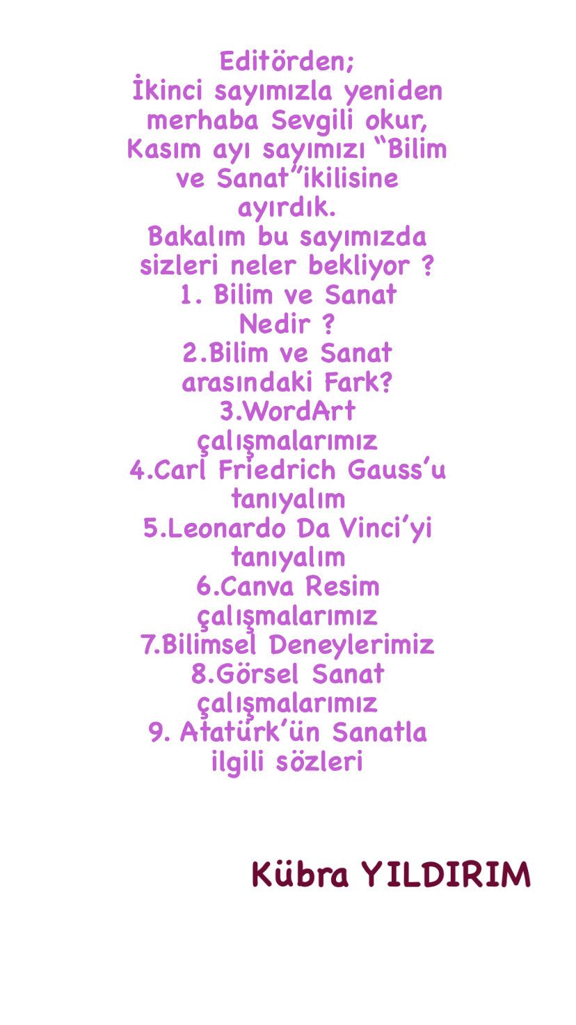 e-Dergimiz Bilim ve sanat by Kübra yıldırım - Illustrated by Kübra YILDIRIM & Proje ögrencileri - Ourboox.com