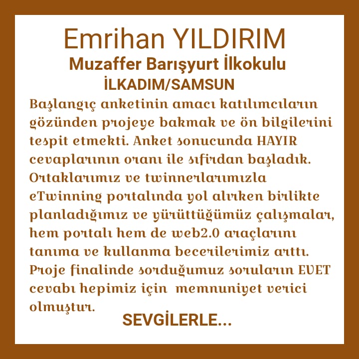 SEVGİLERLE PROJESİ BAŞLANGIÇ VE FİNAL ANKETLERİ KARŞILAŞTIRMA by EMRİHAN YILDIRIM - Ourboox.com
