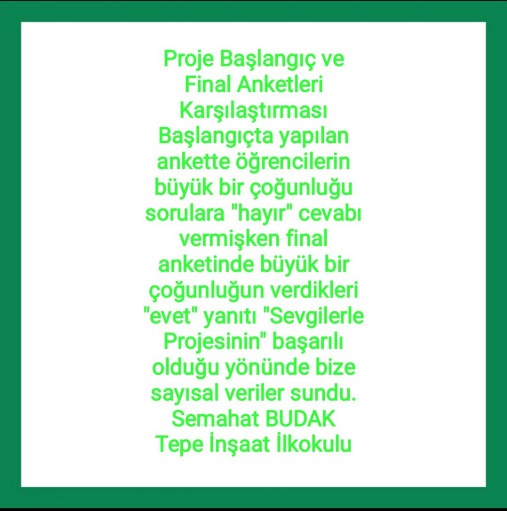 SEVGİLERLE PROJESİ BAŞLANGIÇ VE FİNAL ANKETLERİ KARŞILAŞTIRMA by EMRİHAN YILDIRIM - Ourboox.com