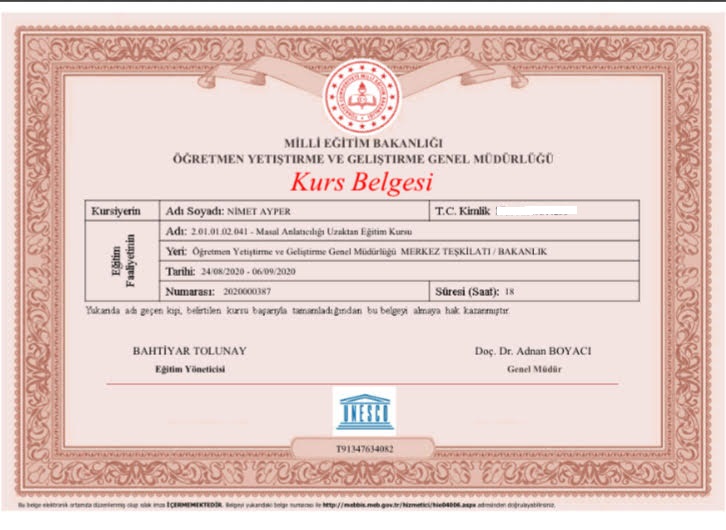 (MASAL ANLATICILIĞI SERTİFİKALARIMIZ (GÖKTEN 3 ELMA DÜŞTÜ by Makbule COŞKUN - Ourboox.com