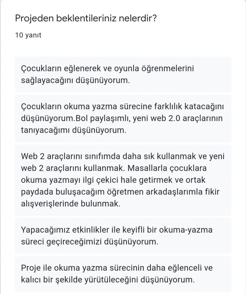 Proje öğretmen ön anket değerlendirme sonuçları by Melek ŞİMŞEK - Ourboox.com