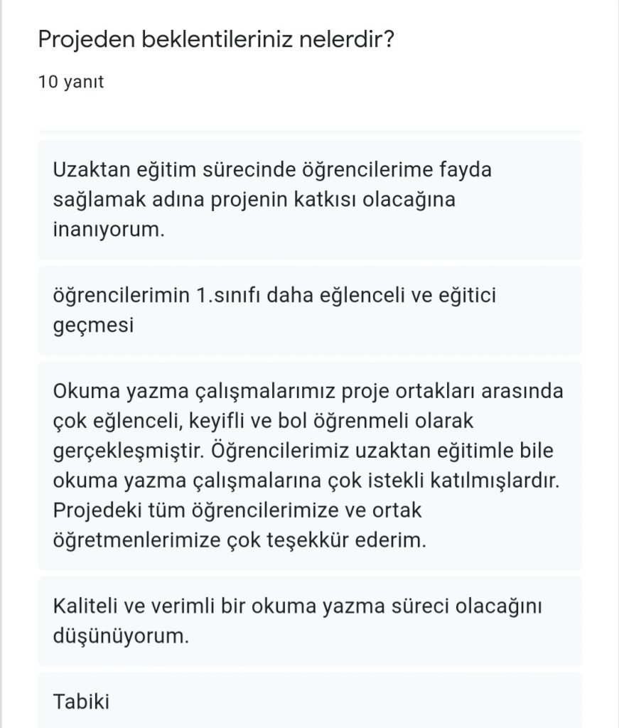 Proje öğretmen ön anket değerlendirme sonuçları by Melek ŞİMŞEK - Ourboox.com