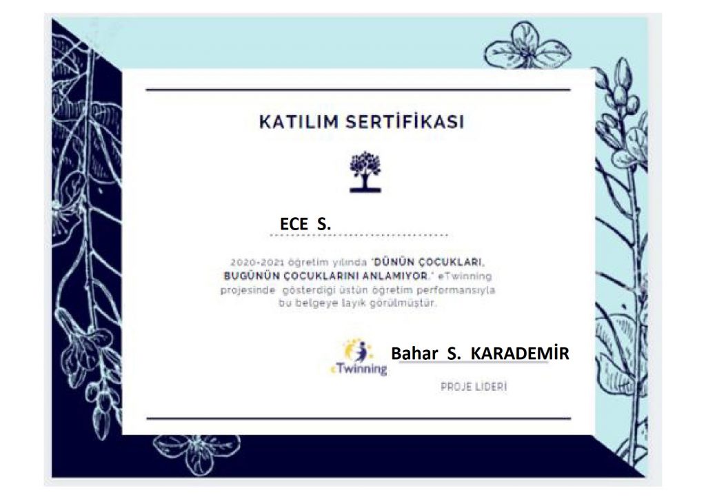 Öğrenci Katılım Sertifikaları- Dünün Çocukları Bugünün Çocuklarını Anlamıyor by Ömür - Ourboox.com