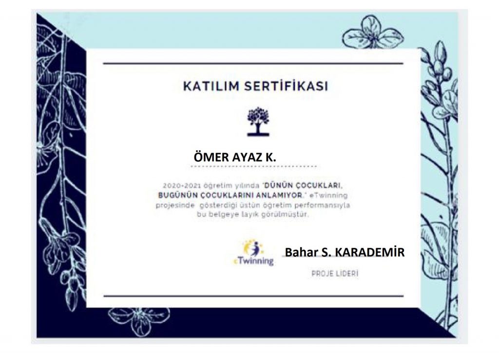 Öğrenci Katılım Sertifikaları- Dünün Çocukları Bugünün Çocuklarını Anlamıyor by Ömür - Ourboox.com