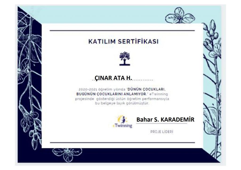 Öğrenci Katılım Sertifikaları- Dünün Çocukları Bugünün Çocuklarını Anlamıyor by Ömür - Ourboox.com