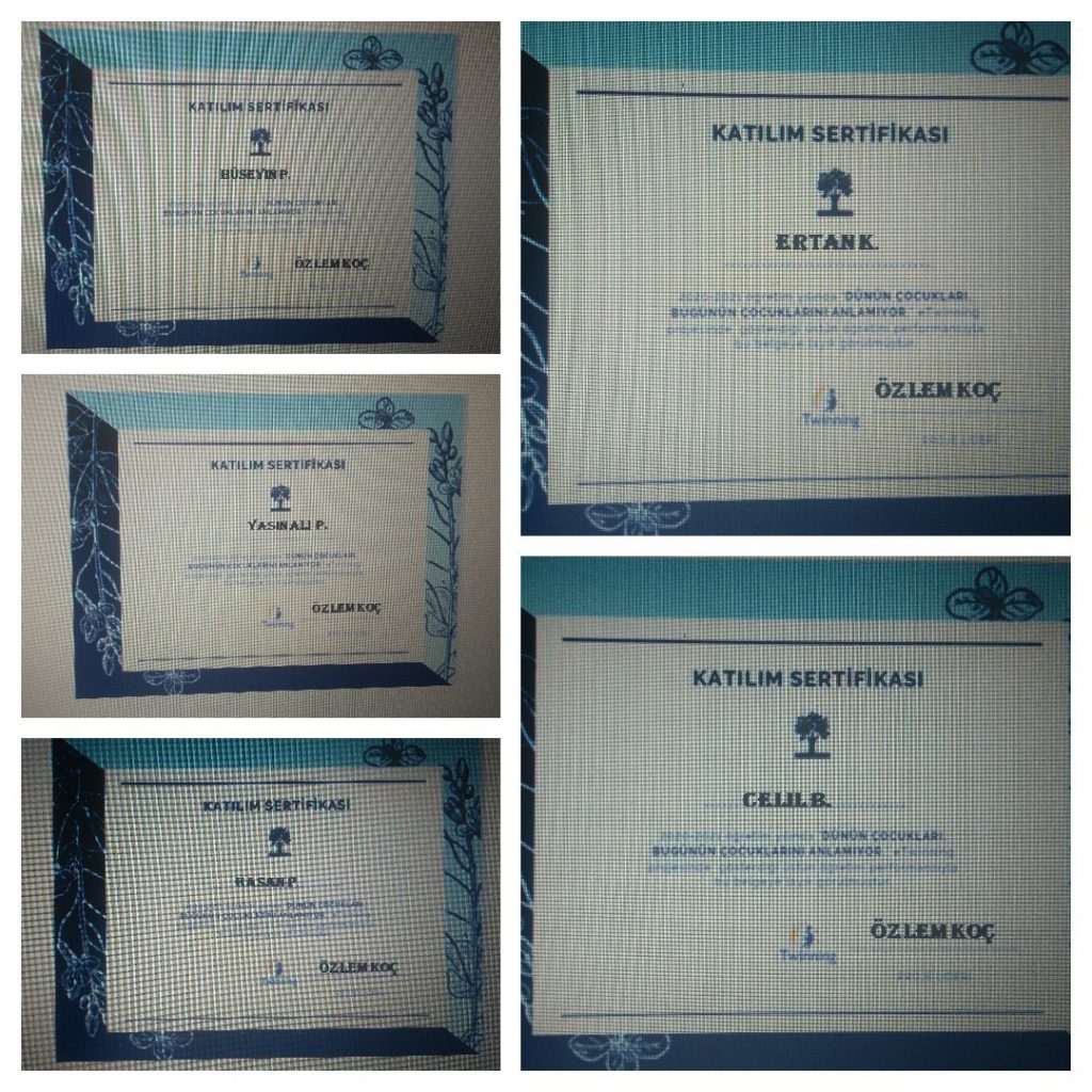 Öğrenci Katılım Sertifikaları- Dünün Çocukları Bugünün Çocuklarını Anlamıyor by Ömür - Ourboox.com