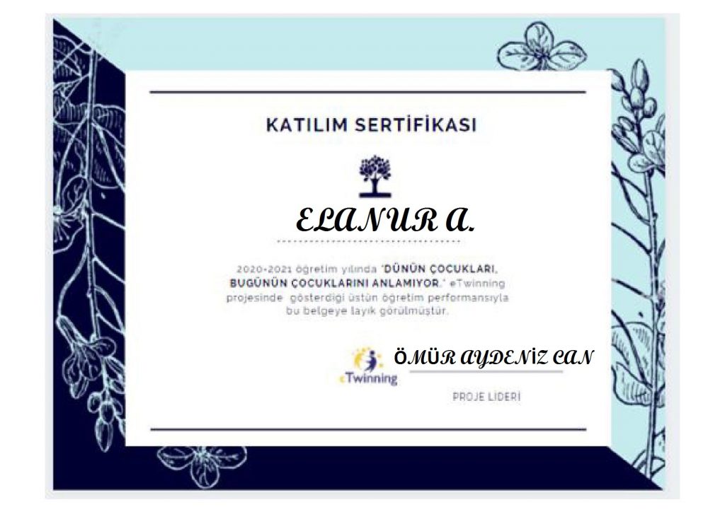 Öğrenci Katılım Sertifikaları- Dünün Çocukları Bugünün Çocuklarını Anlamıyor by Ömür - Ourboox.com