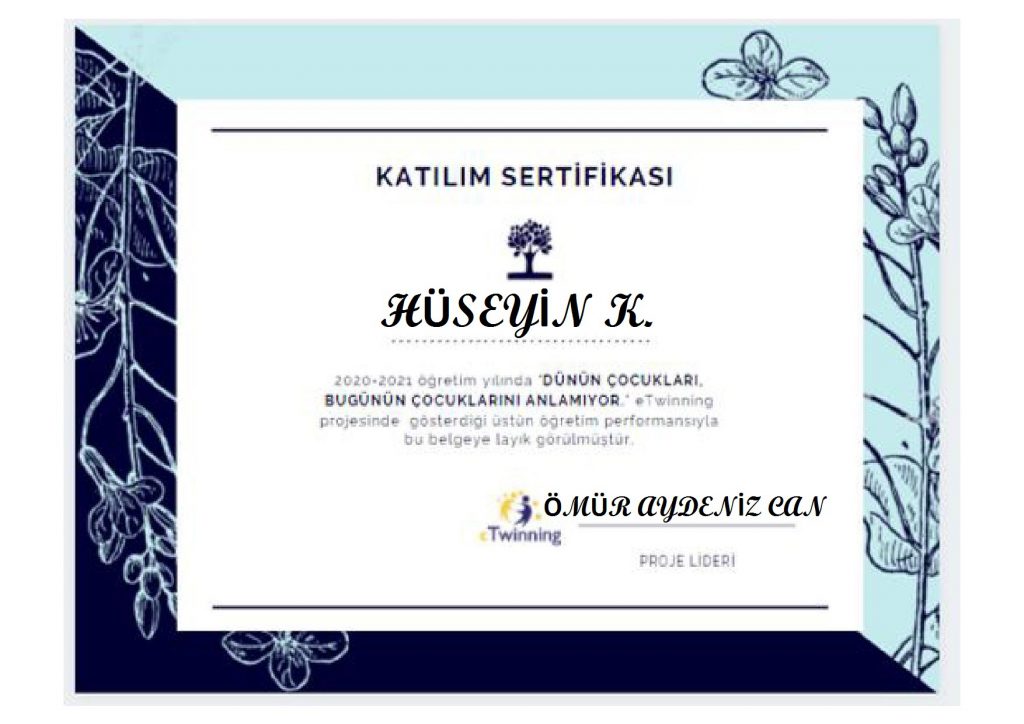 Öğrenci Katılım Sertifikaları- Dünün Çocukları Bugünün Çocuklarını Anlamıyor by Ömür - Ourboox.com