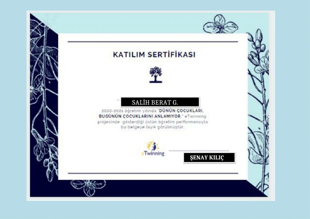 Öğrenci Katılım Sertifikaları- Dünün Çocukları Bugünün Çocuklarını Anlamıyor by Ömür - Ourboox.com