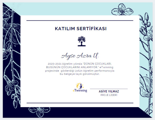 Öğrenci Katılım Sertifikaları- Dünün Çocukları Bugünün Çocuklarını Anlamıyor by Ömür - Ourboox.com