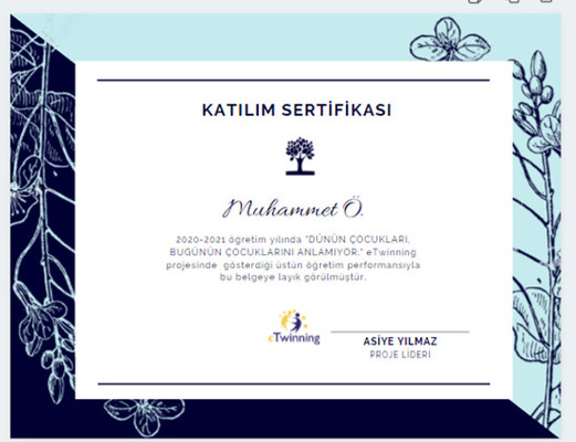 Öğrenci Katılım Sertifikaları- Dünün Çocukları Bugünün Çocuklarını Anlamıyor by Ömür - Ourboox.com