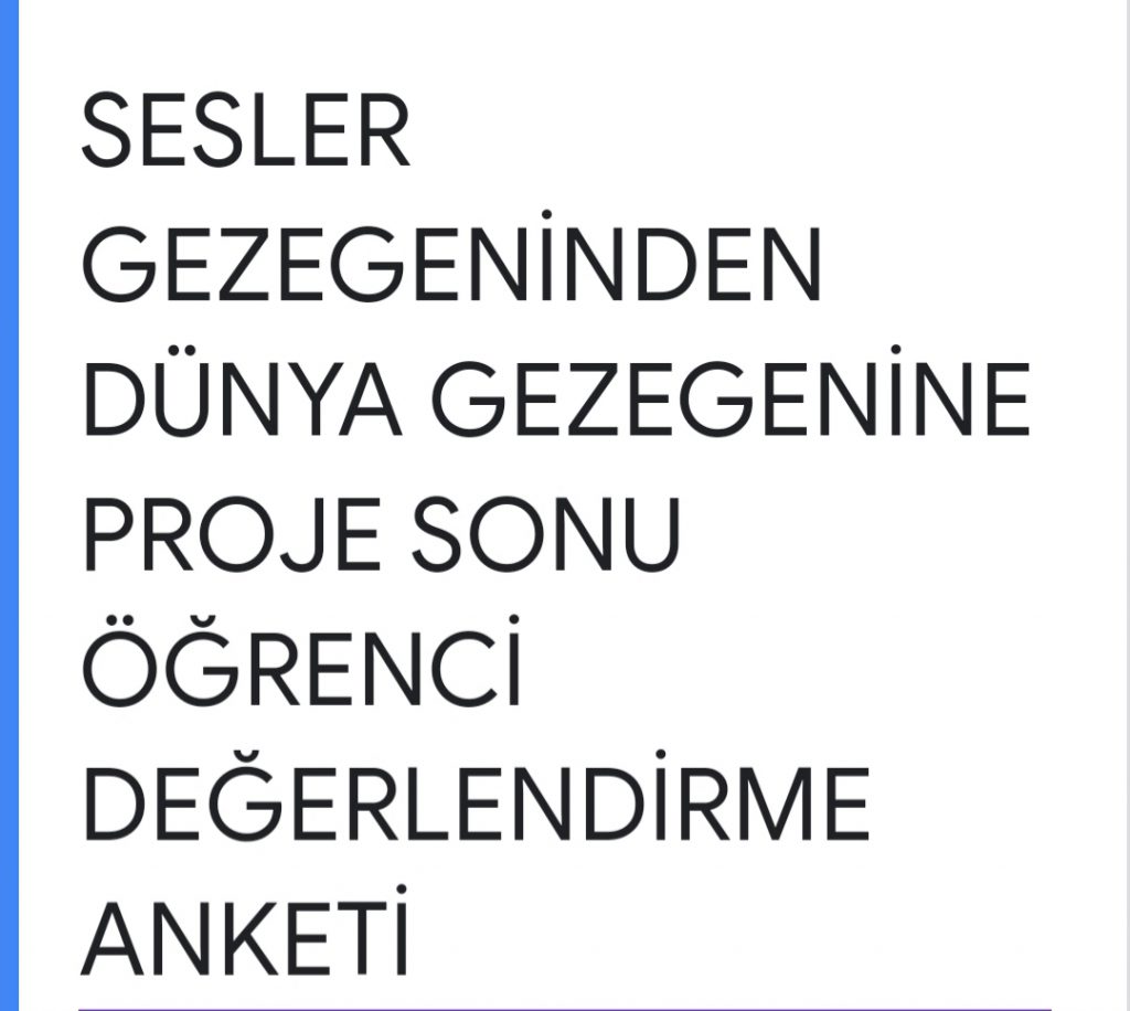 SESLER GEZEGENİNDEN DÜNYA GEZGENİNE PROJESİ PROJE SONU ÖĞRENCİ DEĞERLENDİRME ANKETİ SONUÇLARI by Elif Gülcan YILMAZ - Ourboox.com