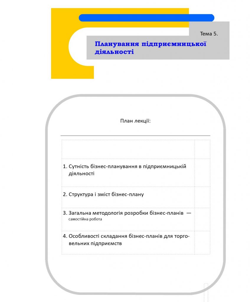Тема 5. ПЛАНУВАННЯ ПІДПРИЄМНИЦЬКОЇ ДІЯЛЬНОСТІ by Людмила  - Ourboox.com