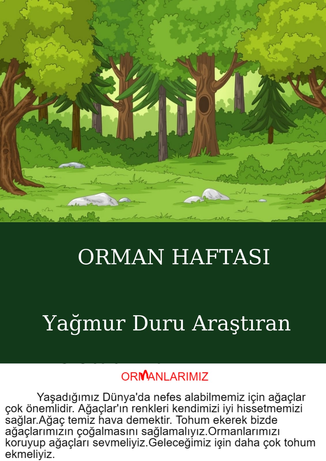 ORMAN HAFTASI 21-26 MART/3C SINIFI by Gülçin Özbey - Ourboox.com