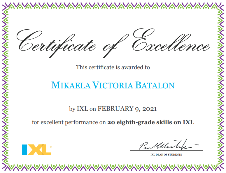 My IXL achievements by mikaela batalon - Ourboox.com