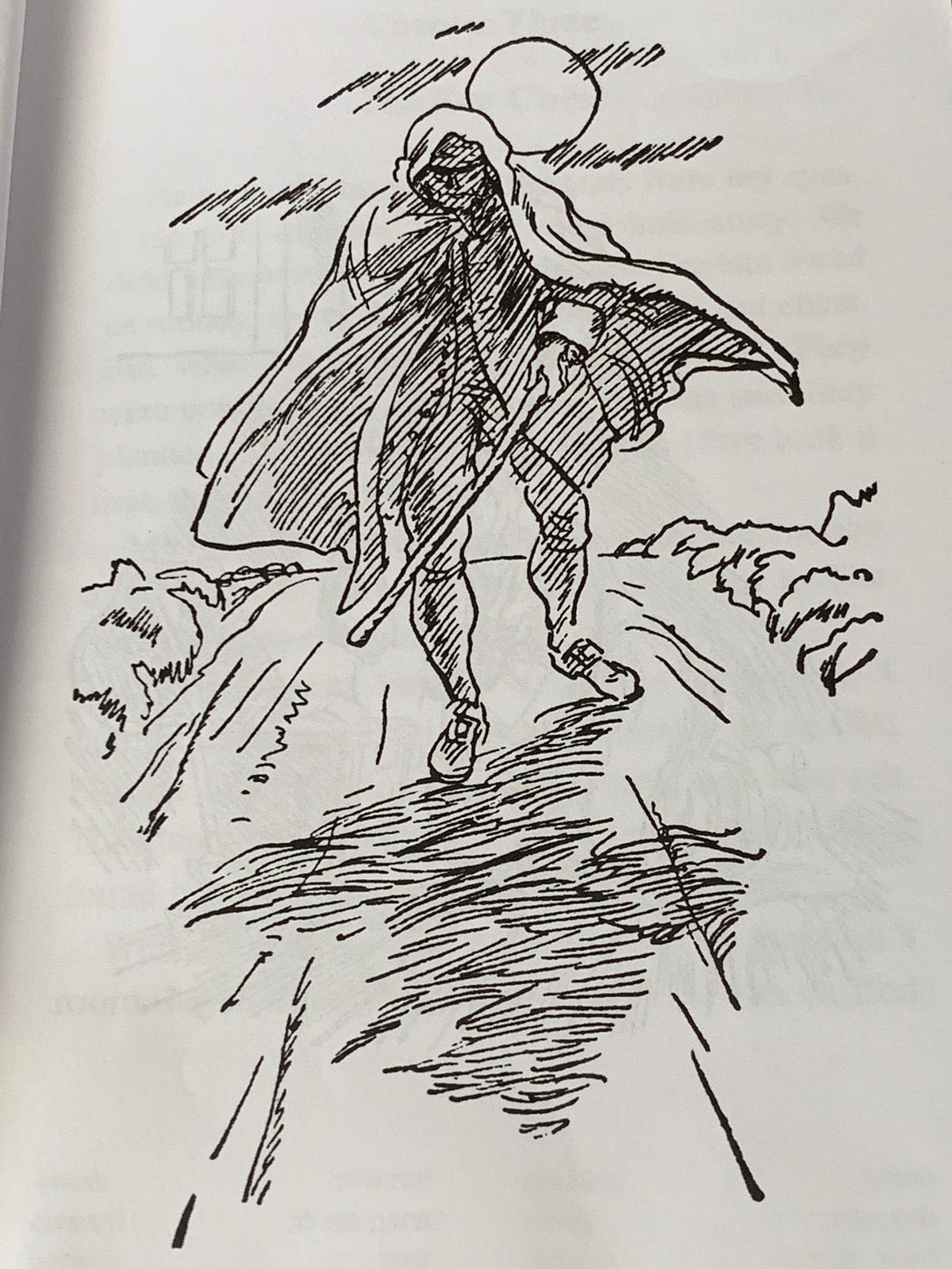 There are bad pirates in the story and good pirates. The picture shows us a pirate from the bad guys came to kill the captain because he did not like him. The captain is sleeping in Jim Hawkins