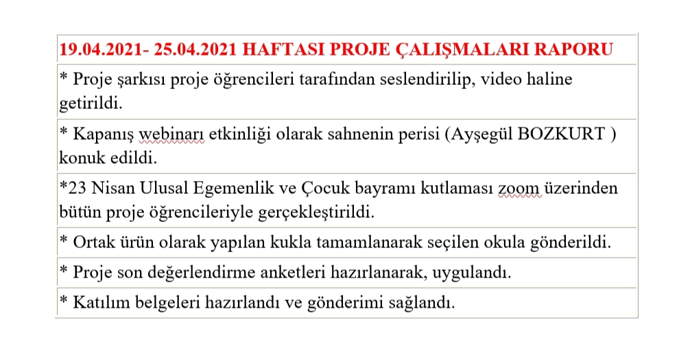 HAFTALIK ÇALIŞMA RAPORLARI by MERVE - Ourboox.com