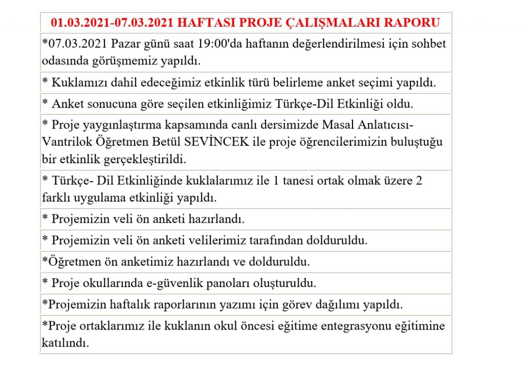 HAFTALIK ÇALIŞMA RAPORLARI by MERVE - Ourboox.com