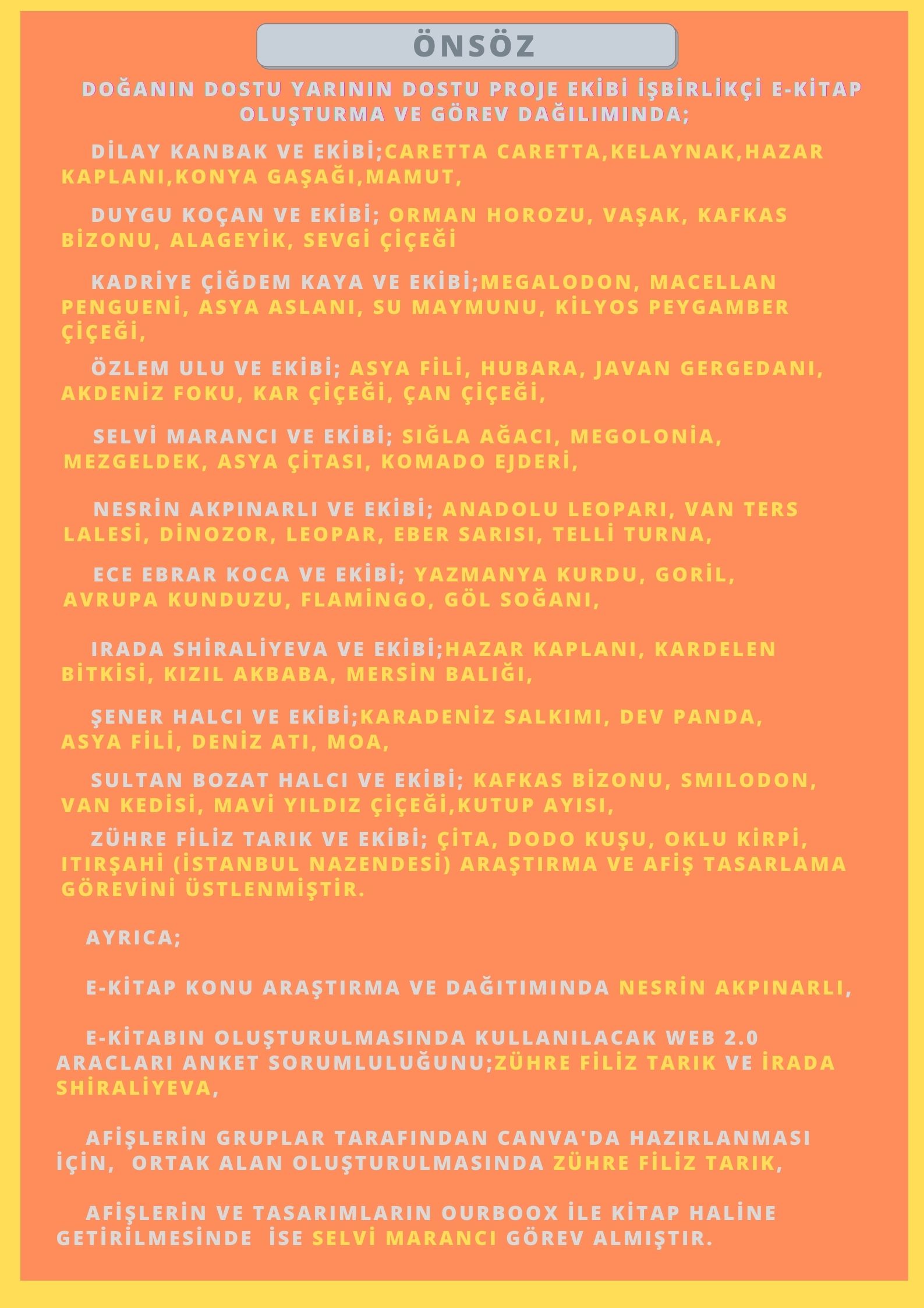 SOYU TÜKENEN VE TÜKENMEKTE OLAN CANLILAR by SELVİ MARANCI - Ourboox.com