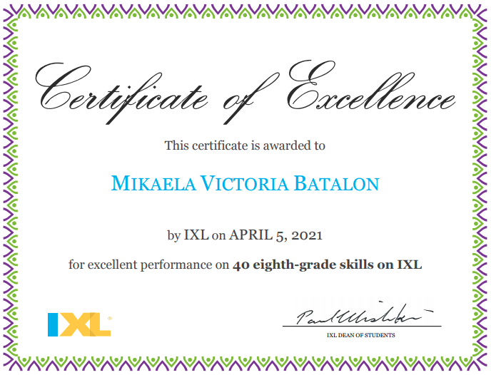 My IXL achievements by mikaela batalon - Ourboox.com