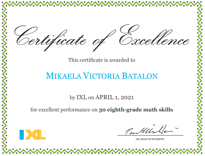 My IXL achievements by mikaela batalon - Ourboox.com