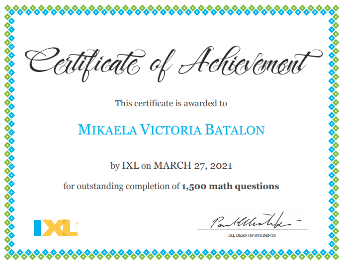 My IXL achievements by mikaela batalon - Ourboox.com