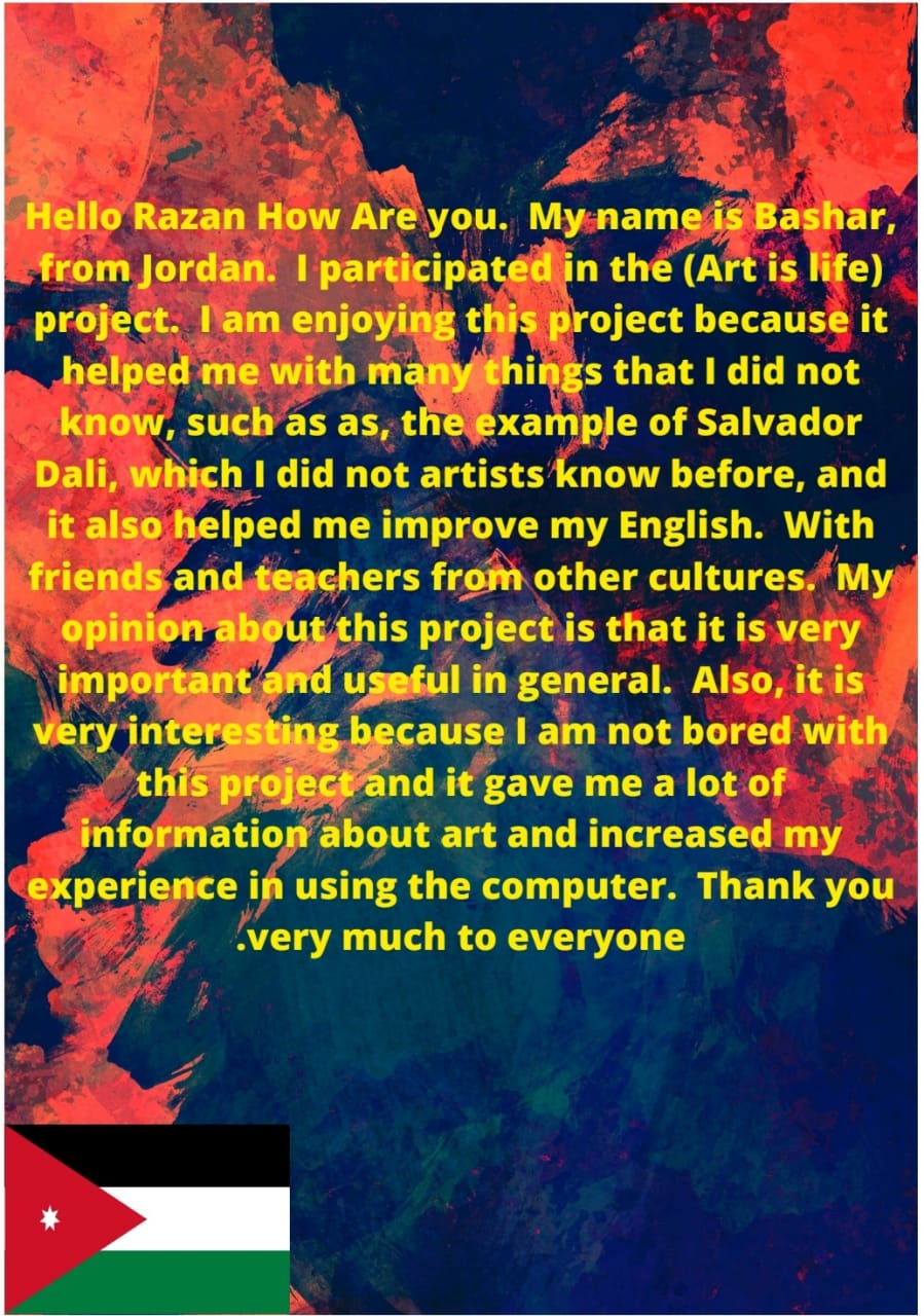 ART IS LIFE/LETTERS FROM STUDENTS by Seham Qutish - Illustrated by Enass Abu Khalil - Ourboox.com