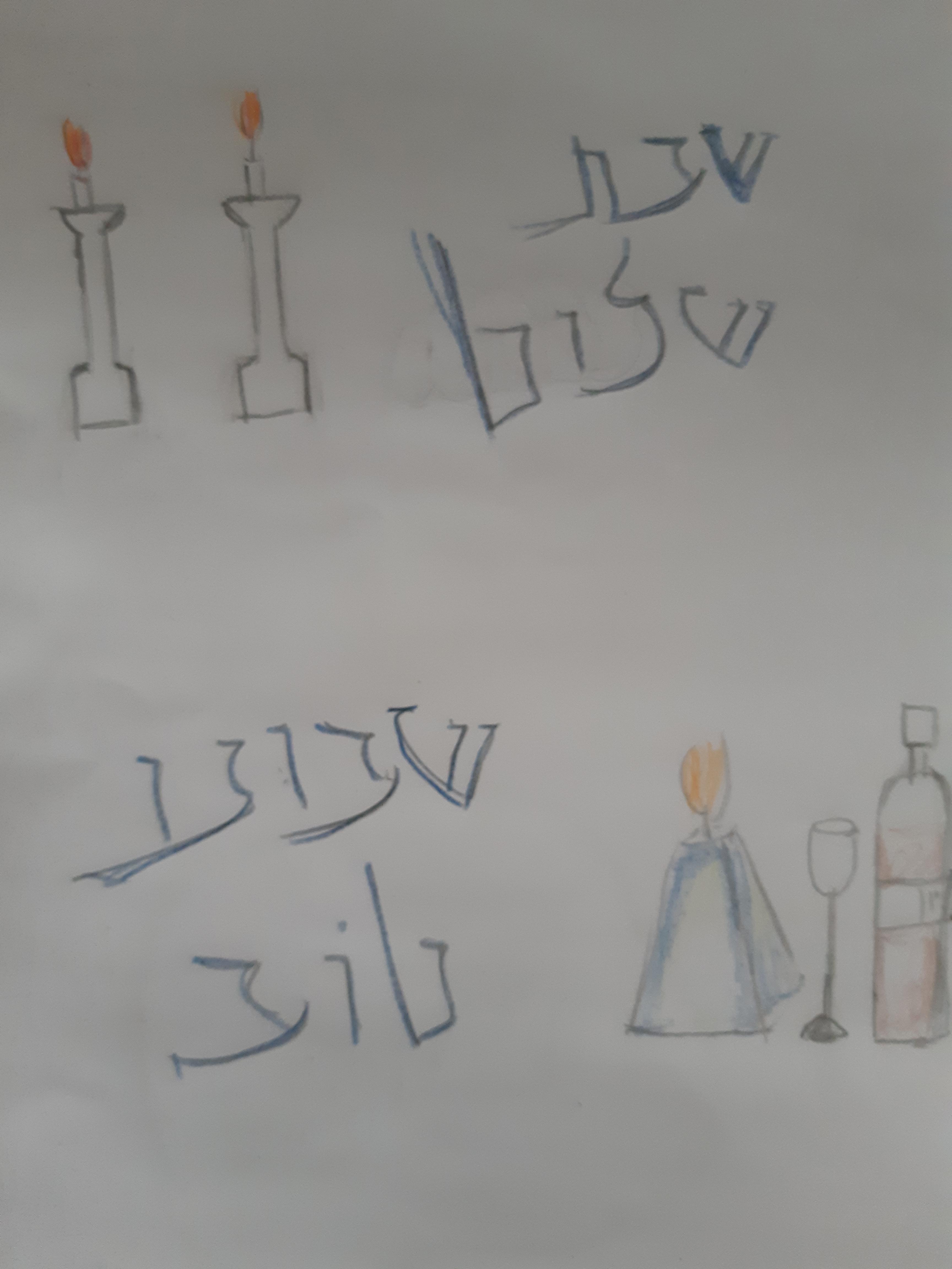 אם כניסת השבת ביום שישי שאבא הולך לבית כנסת ואמא מדליקה נרות ביום ושבת שאני משחק עם חברים ועד צאת השבת