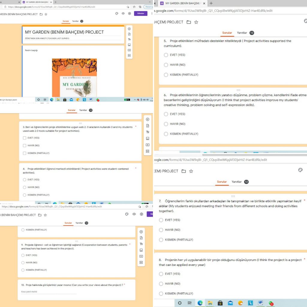 MY GARDEN PROJECT TEACHER LAST SURVEY RESULTS by Lale - Ourboox.com