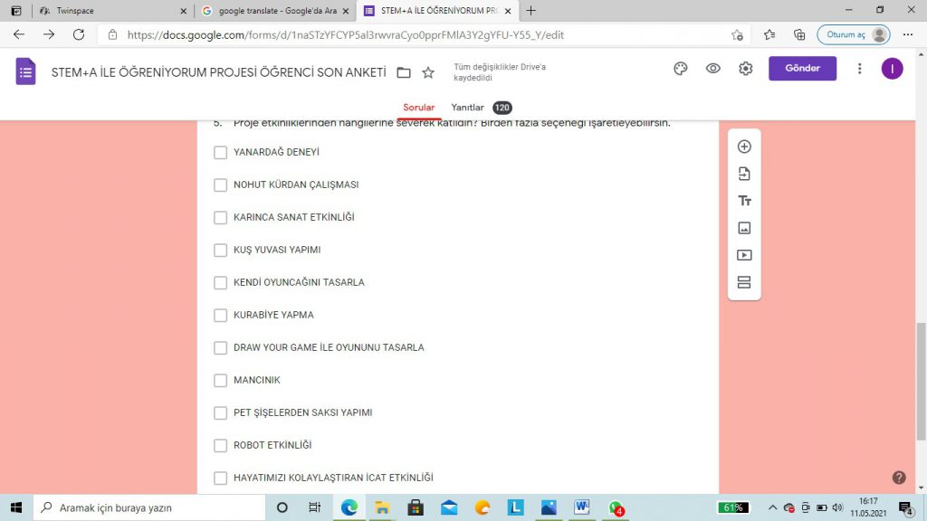 STEM ÖĞRENCİ SON ANKET DEĞERLENDİRME by Lale - Ourboox.com