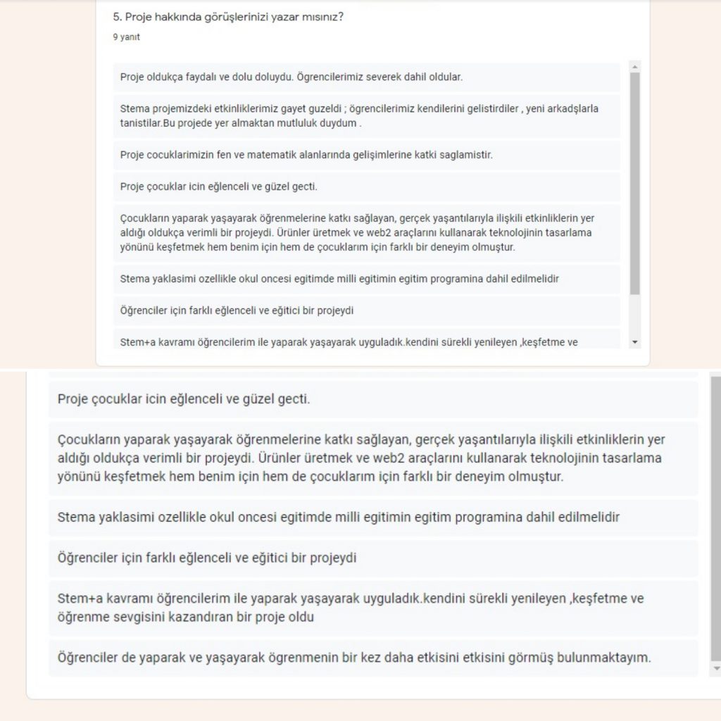 STEM ÖĞRETMEN SON ANKET DEĞERLENDİRME by Lale - Ourboox.com