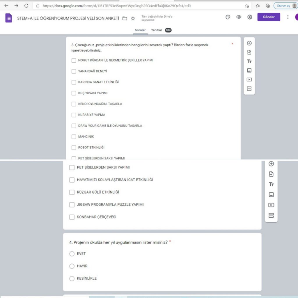 STEM VELİ SON ANKET DEĞERLENDİRMESİ by Lale - Ourboox.com