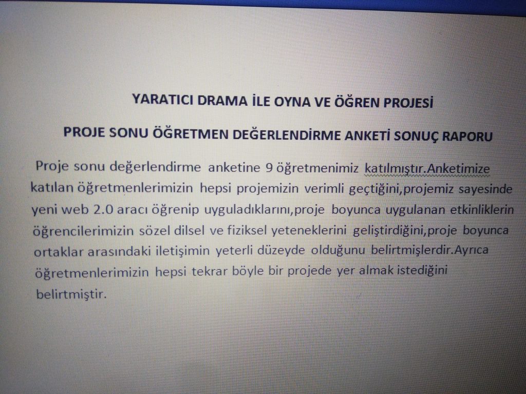 YARATICI DRAMA İLE OYNA VE ÖĞREN PROJESİ SON ANKET GRAFİKLERİ VE RAPORLARI by Serpil ALAGÖZ - Ourboox.com