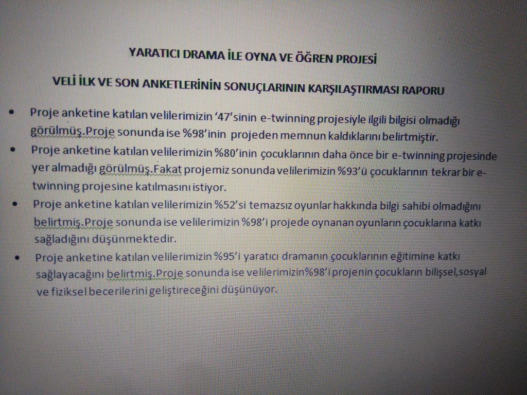 YARATICI DRAMA İLE OYNA VE ÖĞREN PROJESİ SON ANKET GRAFİKLERİ VE RAPORLARI by Serpil ALAGÖZ - Ourboox.com