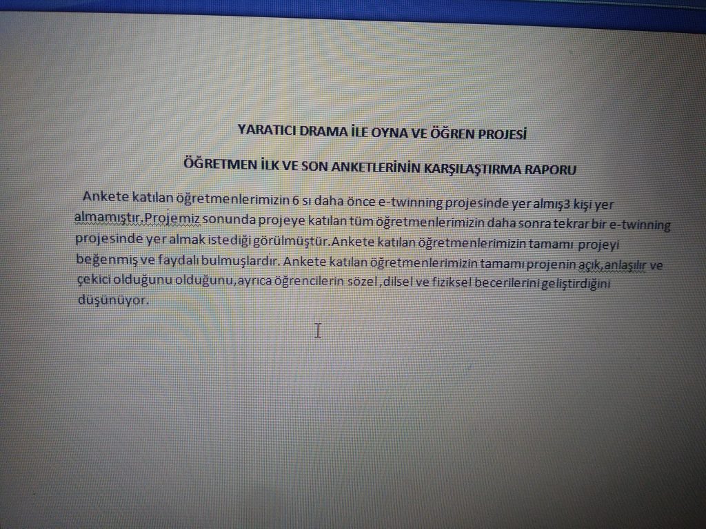 YARATICI DRAMA İLE OYNA VE ÖĞREN PROJESİ SON ANKET GRAFİKLERİ VE RAPORLARI by Serpil ALAGÖZ - Ourboox.com